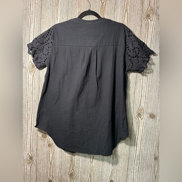 Black Lace Sleeve Button Down Shirt Sz XL NWT - Picture 5 of 6